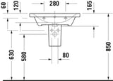 Duravit D-Neo Wandwaschtisch 650 mm weiß mit Überlauf und WonderGliss