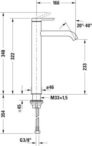 DURAVIT C.1 Einhebel-Waschtischmischer XL – FreshStart, MinusFlow, ohne Zugstange, Schwarz Matt