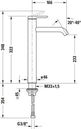 DURAVIT C.1 Einhebel-Waschtischmischer XL – FreshStart, MinusFlow, ohne Zugstange, Schwarz Matt