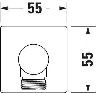 DURAVIT Wandanschlussbogen 55x102 mm eckig Chrom mit Rosette – 1/2 Zoll