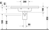 DURAVIT Möbelwaschtisch Starck 3 850 mm mit Überlauf, 1 Hahnloch, weiß – Wandhängend
