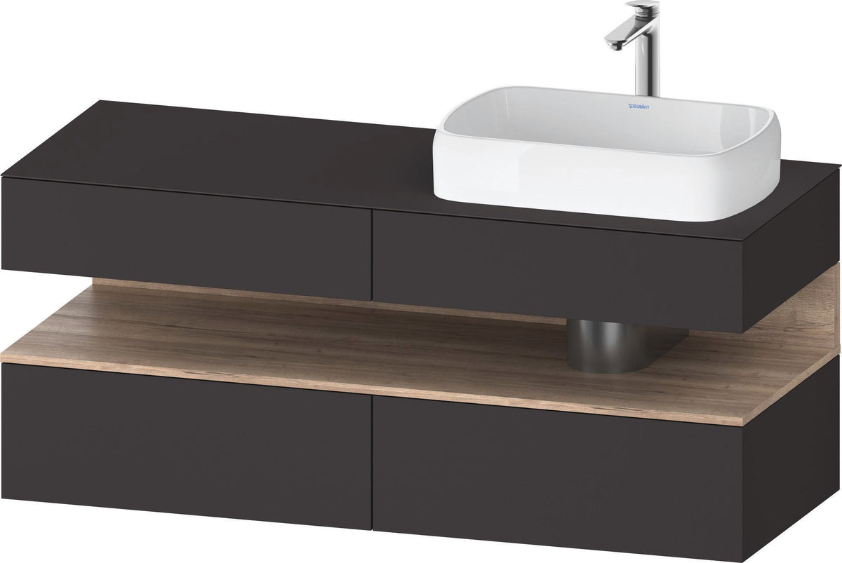 DURAVIT Qatego Konsolenwaschtischunterbau 1400 mm Weiß Matt Eiche Schwarz Matt wandhängend