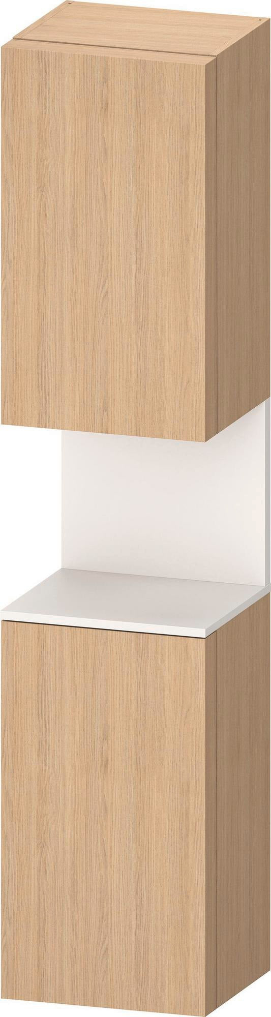 DURAVIT Qatego Hochschrank 400 mm, 2 Türen, weiß Hochglanz, Eiche Schw. Matt