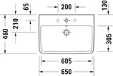 Duravit No.1 Möbelwaschtisch 550 mm weiß mit Überlauf und Hahnlochbank