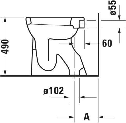 DURAVIT Stand-WC Design Classics Sudan 505 mm erhöht, weiß, Abgang senkrecht