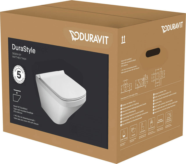 Duravit Wand-WC-Set DuraStyle 370x540mm weiß mit WC-Sitz und Absenkautomatik