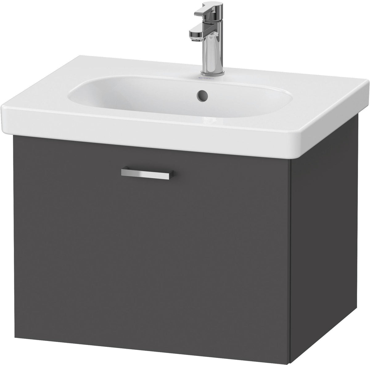 Duravit XBase Waschtischunterbau wandhängend 600 mm, 1 Auszug, weiß matt – montiert