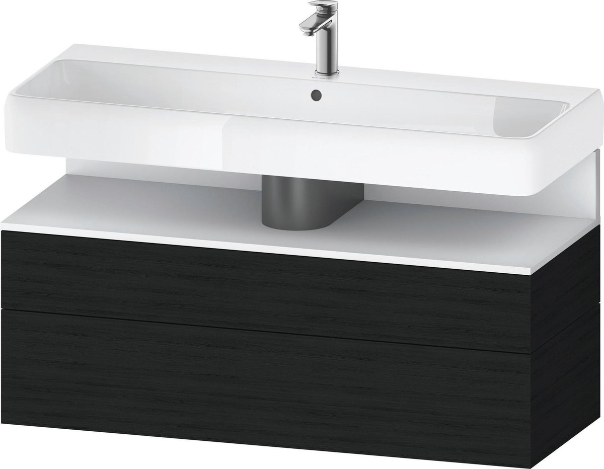 Duravit Qatego Waschtischunterbau 1190 mm – Weiß Matt mit Eiche Schwarz Nische, 1 Auszug, LED