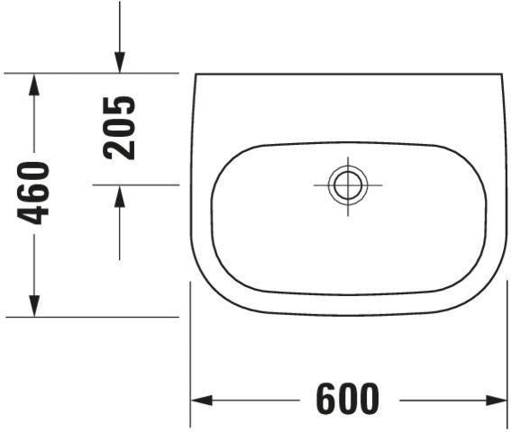 Duravit Waschtisch D-Code 600 mm weiß, wandhängend, 1 Hahnloch, ohne Überlauf
