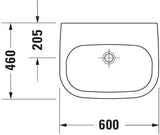 Duravit Waschtisch D-Code 600 mm weiß, wandhängend, 1 Hahnloch, ohne Überlauf