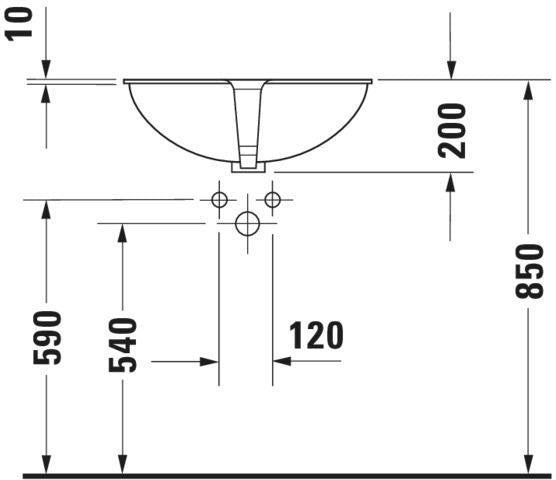 Duravit Einbauwaschtisch SANTOSA 510x375mm mit Überlauf, ohne Hahnloch, weiß