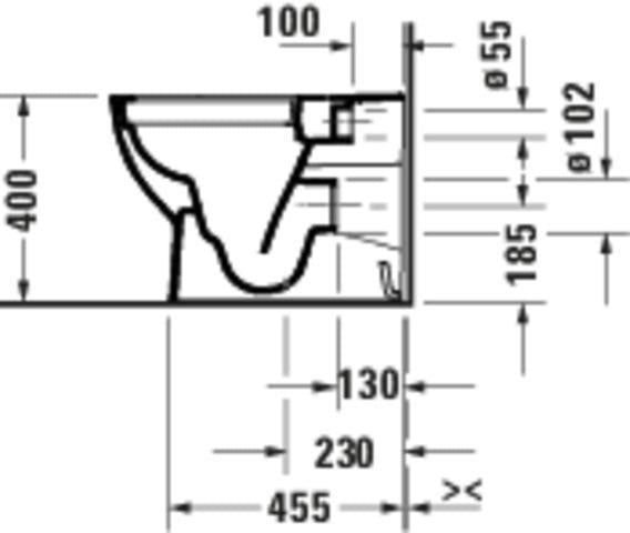 DURAVIT D-Code Stand-WC 570 mm weiß spülrandlos, Abgang waagerecht