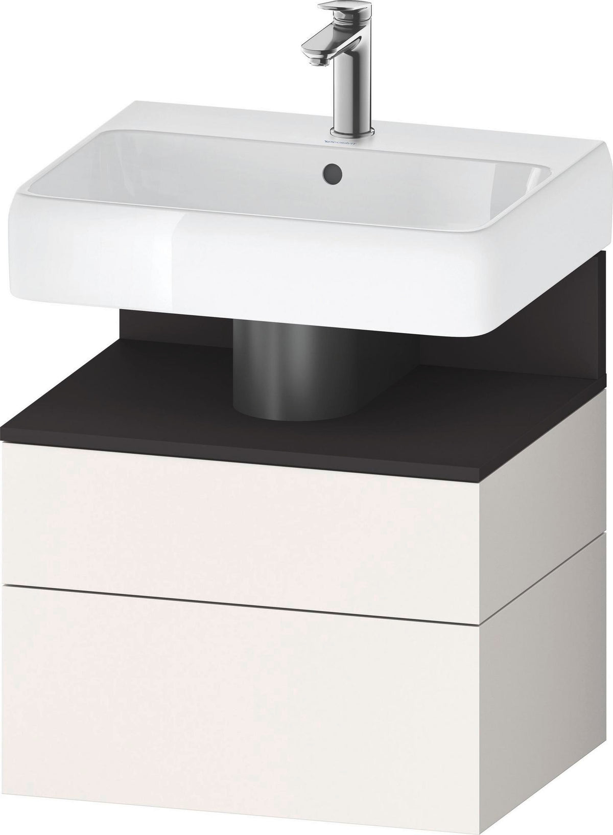 DURAVIT Qatego Waschtischunterbau 590 mm wandhängend, 1 Auszug, weiß Hochglanz, Nische Eiche Schwarz