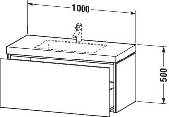 DURAVIT L-Cube Waschtischset 1000x480mm mit Vero Air Möbelwaschtisch, ohne Überlauf, s-matt