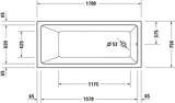 Duravit No.1 Badewanne 1500x700 mm Einbauversion mit 1 Rückenschräge in Weiß
