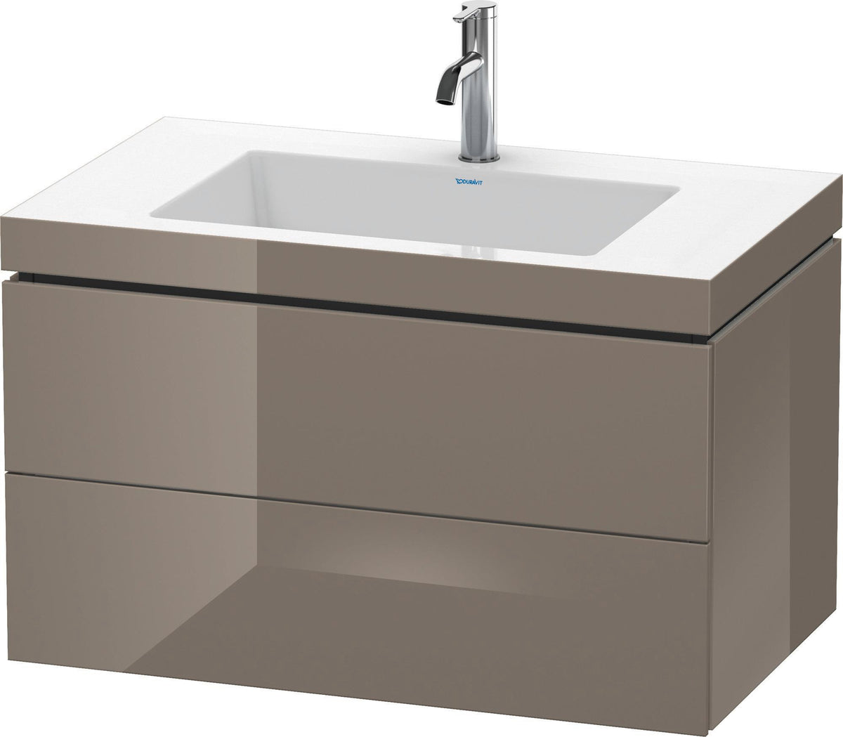 Duravit L-Cube Waschtischset 800 mm mit Vero Air Becken, Flannel Grey Hochglanz, 2 Schubkästen