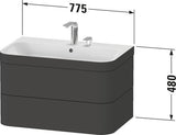 Duravit Waschtischset Happy D.2 Plus, 2 Schubkästen, 775x490 mm, Einrichtungssystem Ahorn Mitte Taupe Supermatt