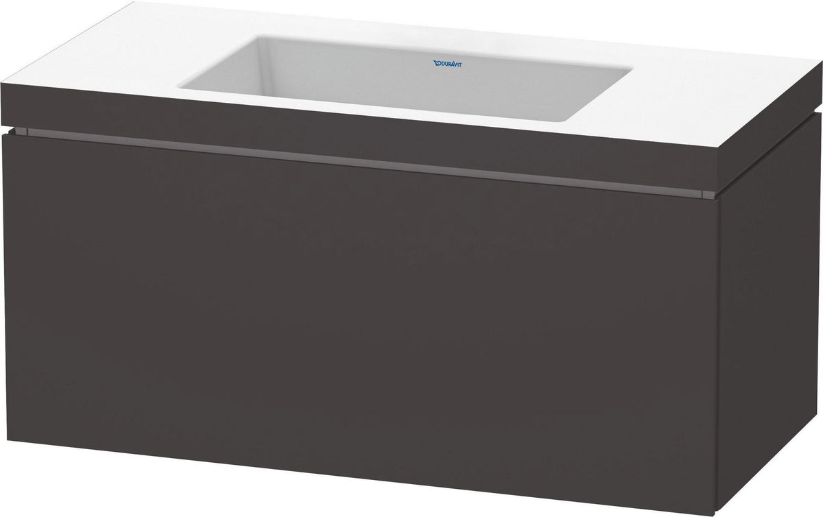 DURAVIT L-Cube c-bonded Waschtischset 1000 mm mit Vero Air, graphit matt, 1 Auszug, wandhängend