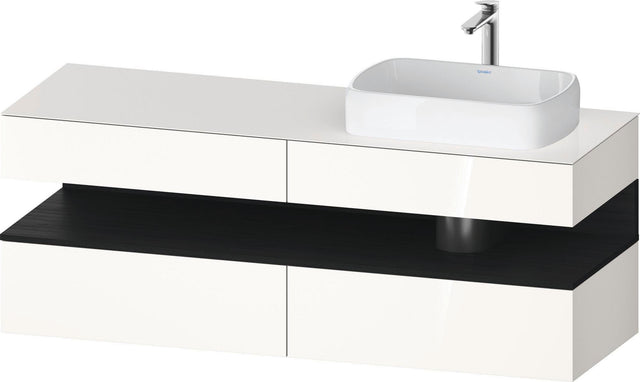 Duravit Qatego Konsolenwaschtischunterbau 1600 mm Weiß Hochglanz mit Eiche Schwarz Nische