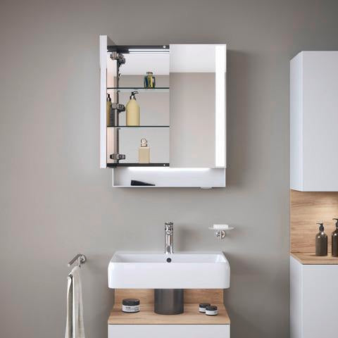 DURAVIT Qatego Waschtischunterbau 590 mm wandhängend, 1 Auszug, weiß Hochglanz, Nische Eiche Schwarz
