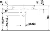 DURAVIT Aufsatzbecken Luv 800 mm aus DuraCeram, weiß, ohne Überlauf, mit Hahnlochbank