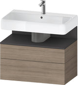 DURAVIT Qatego Waschtischunterbau 790 mm Eiche Terra Matt – wandhängend, 1 Auszug, Tip-On