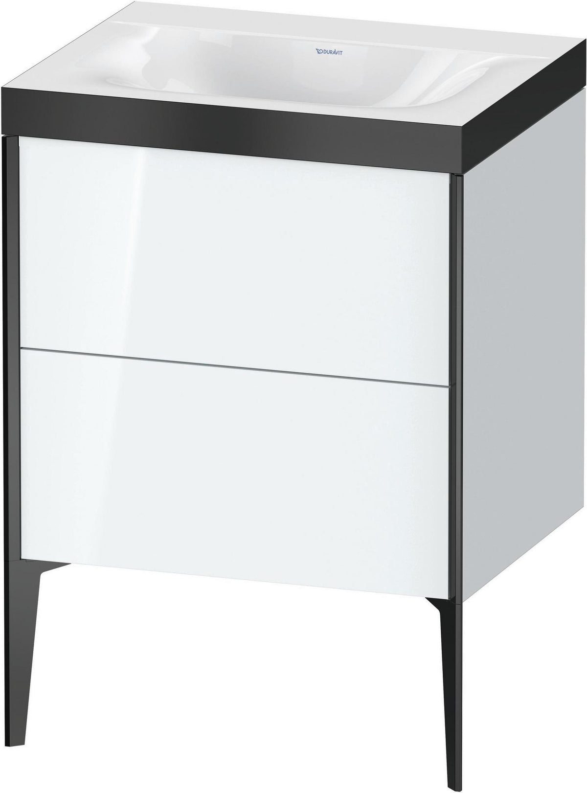 Duravit XViu Waschtischunterbauset 600 mm mit 2 Auszügen, schwarz matt/weiß hochglanz, c-bonded