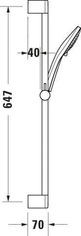 DURAVIT Brauseset 700 mm mit Handbrause 3-Jet Soft Rain, Brausestange & Schlauch 1600 mm, Chrom
