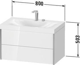 Duravit XViu Möbelwaschtisch-Set 800 mm mit Viu Waschtisch, Nussbaum Mitte, 2 Schubkästen, wandhängend