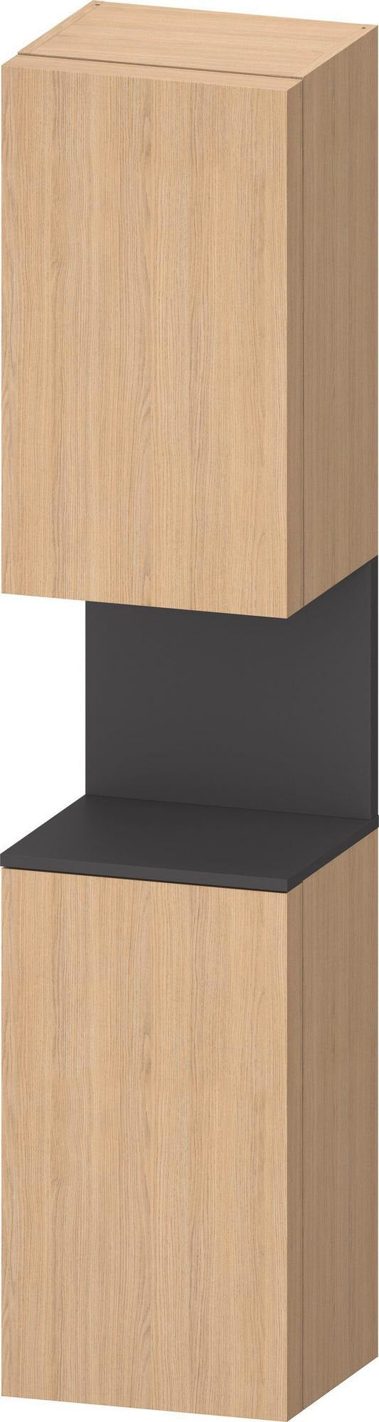 DURAVIT Qatego Hochschrank 400 mm Eiche Schwarz Matt – 2 Türen, Soft-Close, Tip-on
