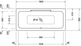 Duravit DuraStyle 2 Rechteck-Badewanne 1800x800mm weiß mit 2 Rückenschrägen