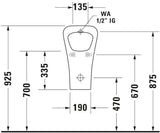DURAVIT DuraStyle Urinal 300x340mm Zulauf hinten absaugend ohne Fliege weiß