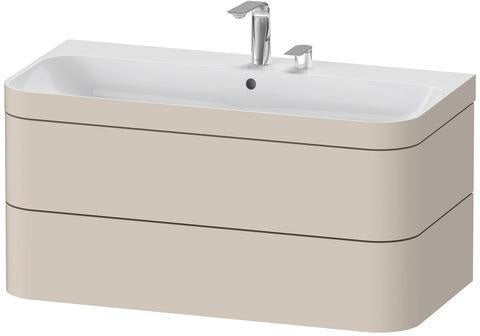 DURAVIT Waschtischset Happy D.2 Plus 2 Schubkästen 975x490 mm eiche hell taupe supermatt