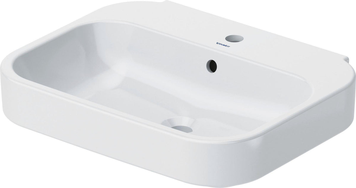 DURAVIT Waschtisch Happy D.2 600 mm weiß mit Überlauf und Hahnlochbank – wandhängend