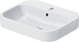 DURAVIT Waschtisch Happy D.2 600 mm mit Überlauf, Hahnlochbank und WonderGliss in Weiß