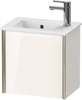 Duravit XViu Waschtischunterbau wandhängend 400 mm, 1 Tür rechts, weiß hochglanz – ohne Griff, mit Tip-On-Technik