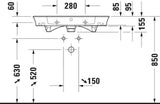 DURAVIT White Tulip Möbelwaschtisch 1050 mm, weiß, mit Überlauf, ohne Hahnloch, wandhängend