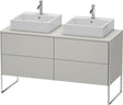 DURAVIT XSquare Waschtischunterbau 1400 mm betongrau matt mit 4 Schubkästen und Tip-On-Technik