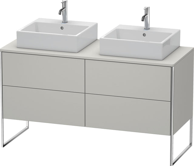 DURAVIT XSquare Waschtischunterbau 1400 mm betongrau matt mit 4 Schubkästen und Tip-On-Technik