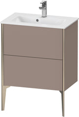 Duravit XViu Waschtischunterbau bodenstehend 610 mm, 2 Auszüge, champagner matt/weiß matt
