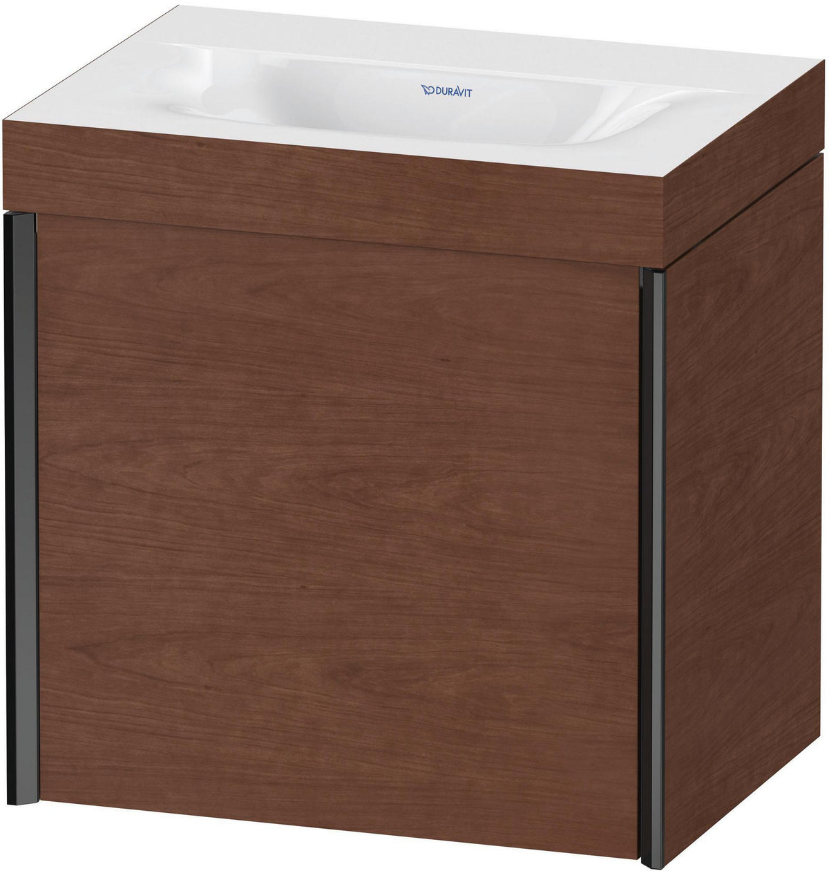 DURAVIT XViu c-bonded Waschtischunterbauset 460 mm, 1 Tür, Schwarz Matt / Nussbaum Gebürstet, Wandhängend