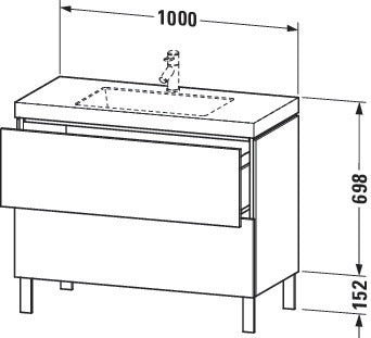 Duravit L-Cube Waschtischset 1000x480mm mit Vero Air Möbelwaschtisch, 2 Auszüge, 1 Hahnlochbank, seidenmatt