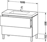 Duravit L-Cube Waschtischset 1000x480mm mit Vero Air Möbelwaschtisch, 2 Auszüge, 1 Hahnlochbank, seidenmatt