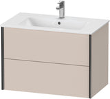 Duravit XViu Waschtischunterbau wandhängend 810 mm, 2 Schubkästen, champagner matt/weiß matt – ohne Griff, mit Tip-On-Technik