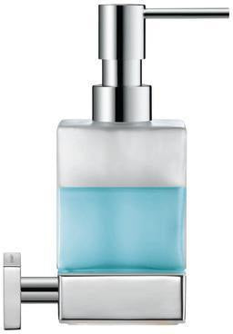 DURAVIT Karree Seifenspender Chrom – Flüssigseifenspender mit Glasbehälter und Messinghalterung