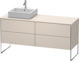 Duravit XSquare Waschtischunterbau 1600 mm mit Becken links, Außen taupe seidenmatt, inkl. Fußgestell