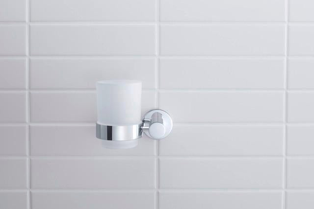 DURAVIT D-Code Glashalter mit Glas links in Chrom – Wandmontage, verchromt, inkl. Befestigungsmaterial