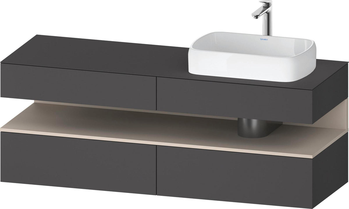 Duravit Qatego Konsolenwaschtischunterbau 1600 mm Weiß Hochglanz mit Eiche Schwarz Nische