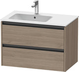 Duravit Ketho.2 Waschtischunterbau 810 mm Eiche Terra Matt mit 2 Schubkästen und Soft-Close