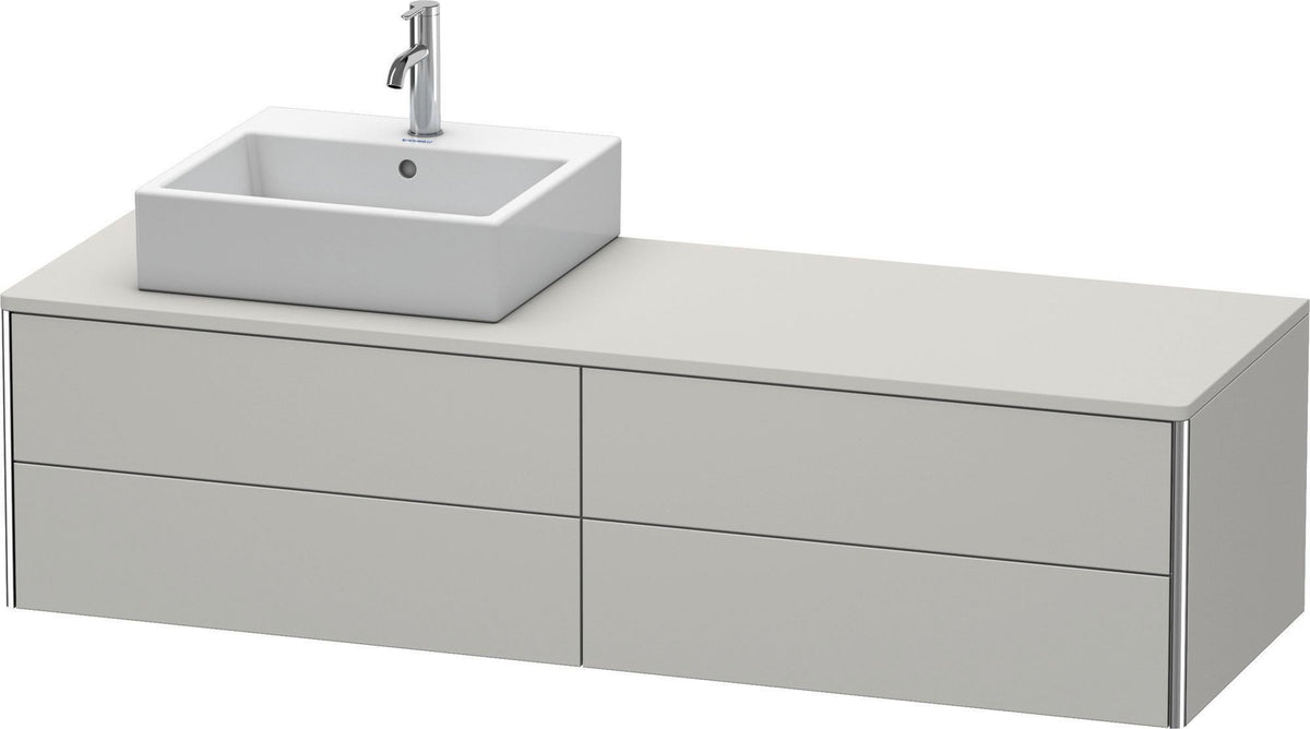 Duravit XSquare Waschtischunterbau 1600 mm, betongrau matt, 4 Schubkästen, wandhängend, Becken links